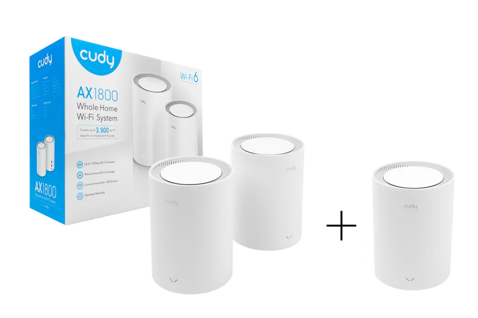 Cudy New WiFi 6 Mesh WiFi, AX1800 Whole Home Mesh WiFi System - Covers up  to 5000 Sq. Ft., 5G Gigabit WiFi 6 VPN Router and Extender, Parental