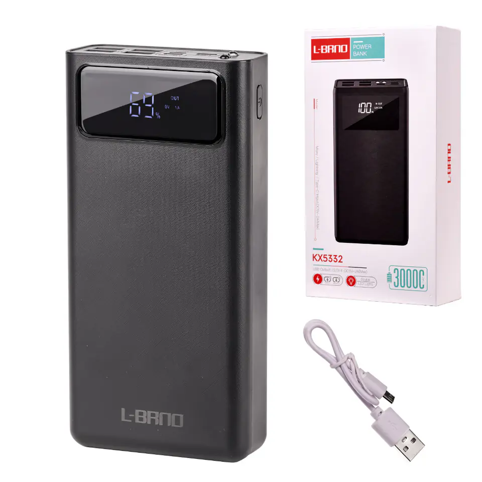 L-BRNO PowerBank PowerBank 30000mAh with LED Screen Black