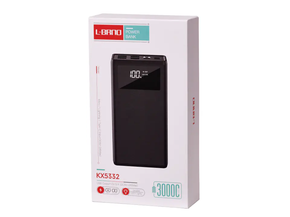 L-BRNO PowerBank PowerBank 30000mAh with LED Screen Black