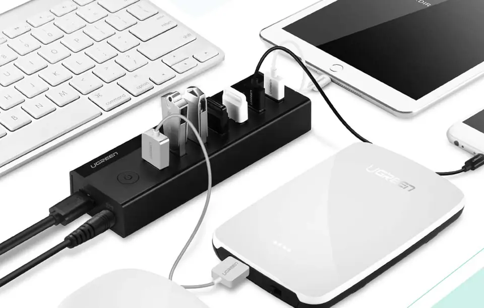 7in1 UGREEN US219 USB to 7x USB 3.0 Hub Adapter (Grey)