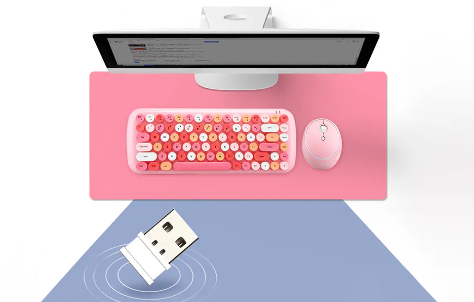 Wireless Keyboard + Mouse Kit MOFII Candy 2.4G (Pink)