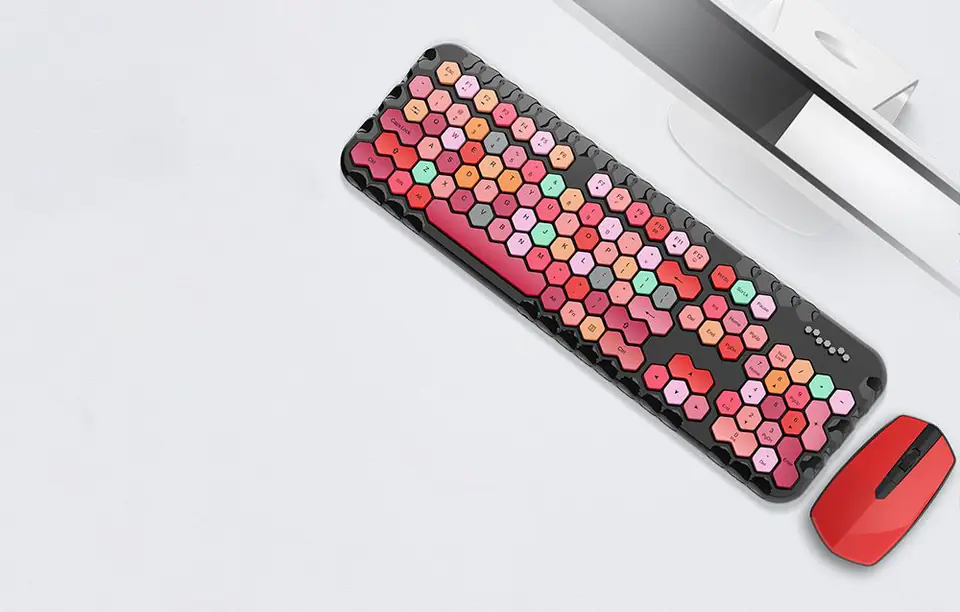 Wireless set keyboard + mouse MOFII Honey Plus 2.4 (black and red)