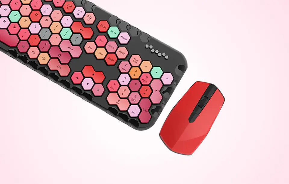 Wireless set keyboard + mouse MOFII Honey Plus 2.4 (black and red)