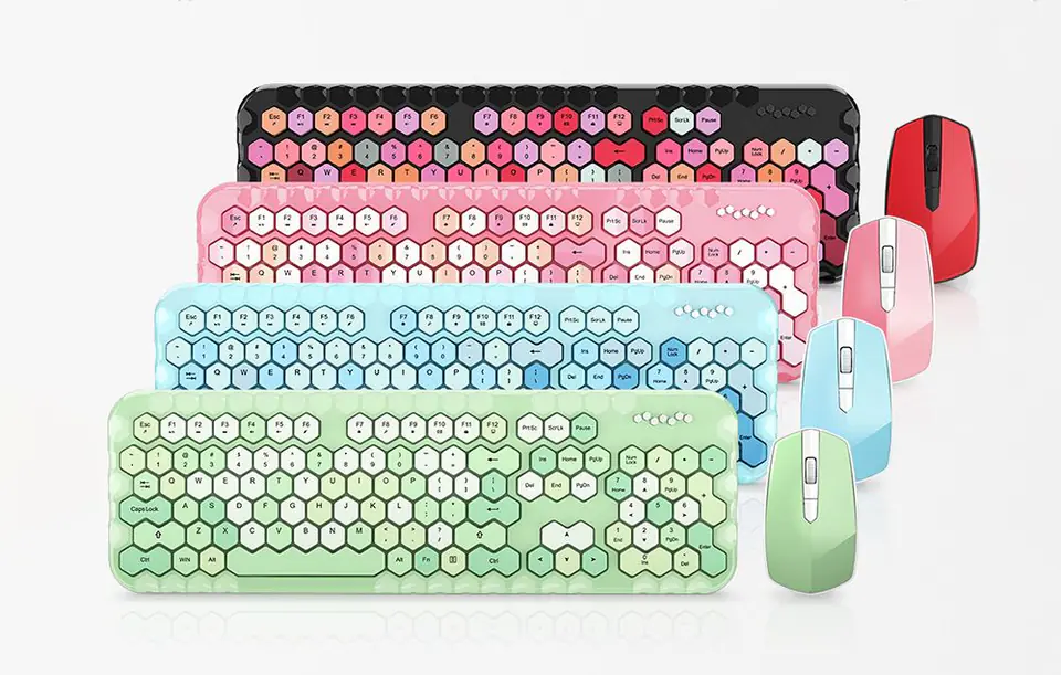 Wireless set keyboard + mouse MOFII Honey Plus 2.4 (black and red)