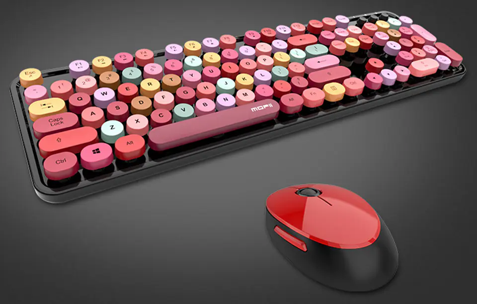 Wireless Keyboard + Mouse Set MOFII Sweet 2.4G (Black & Red)