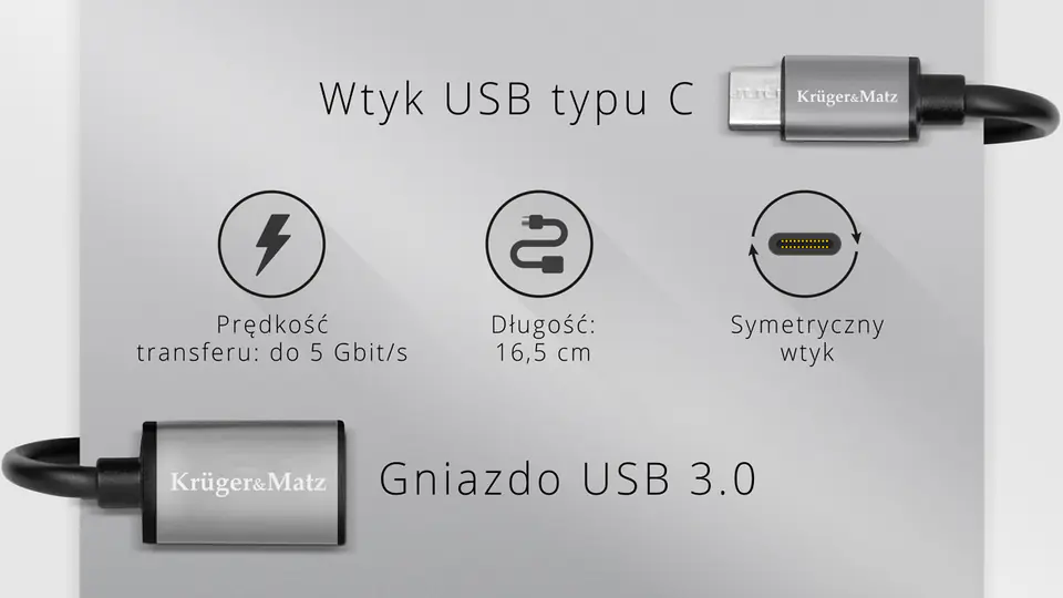 Adapter gniazdo USB 3.0 A - wtyk USB typu C OTG Kruger&Matz Basic