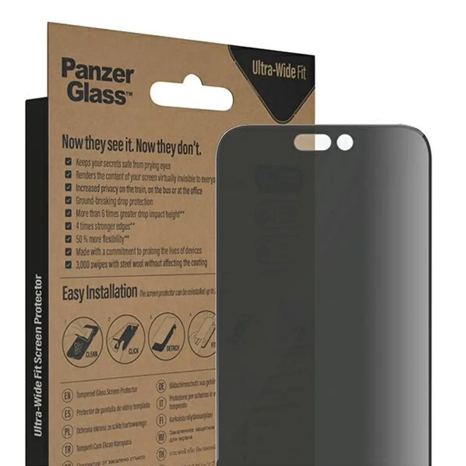 PanzerGlass Screen protector, Apple, iPhone 14 Pro Max, Tempered glass, Black