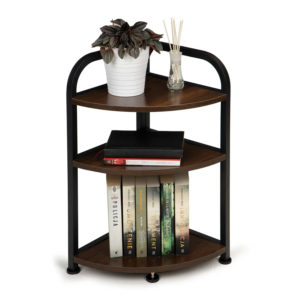 Bookcase corner rack cabinet 3 shelves LOFT wooden corner ModernHome