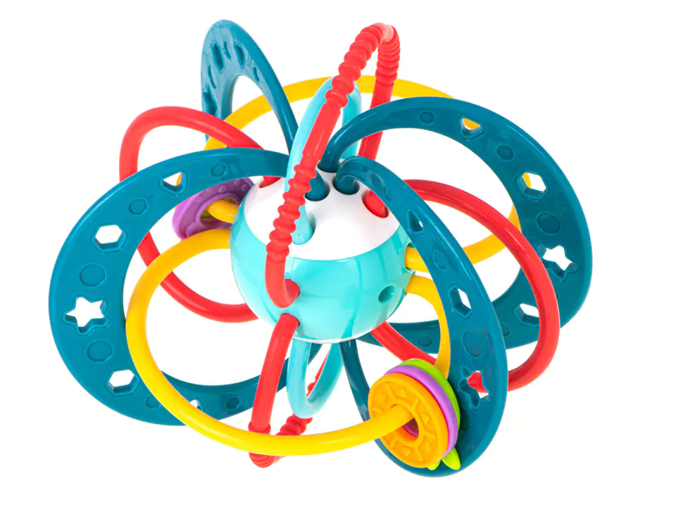 Sensory rattle teether for toddler turquoise