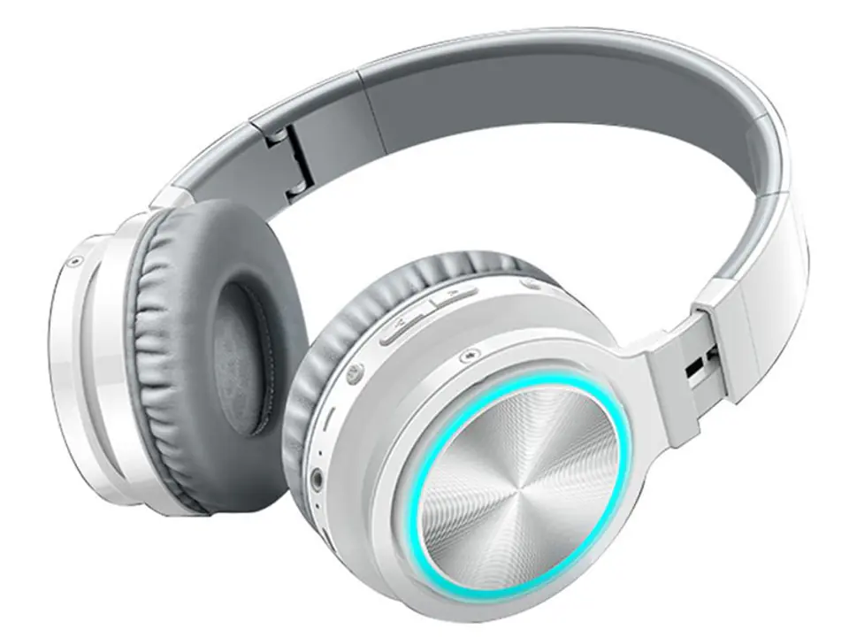 Wireless On Ear Headphones Picun B12 LED SD Bluetooth 5.0 white