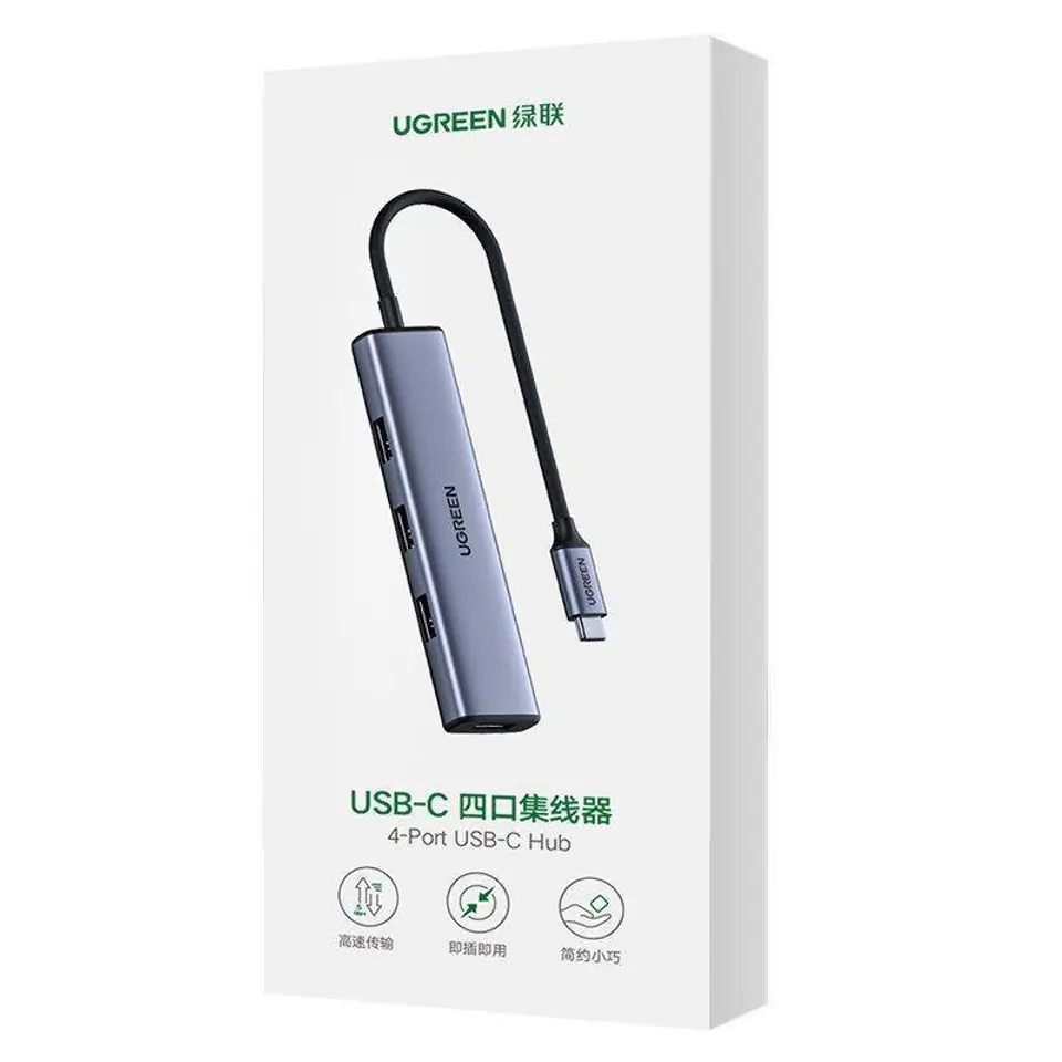 4in1 Adapter UGREEN CM473 USB-C to 4x USB 3.0 Hub Grey