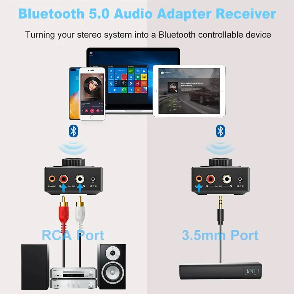B06T3 Bluetooth 5.0 Audio Receiver 50m Knob