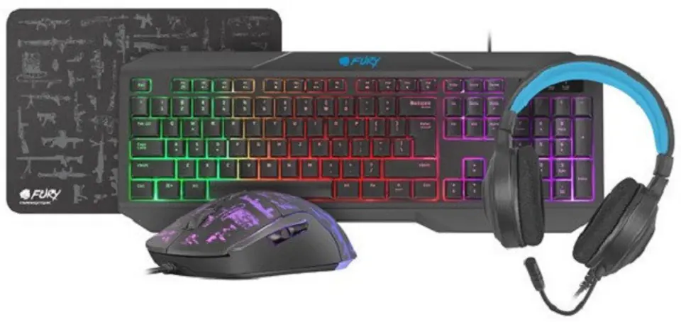 PACK GAMING 4 EN 1 FURY THUNDERSTREAK TECLADO+RATON+AURICULAR+