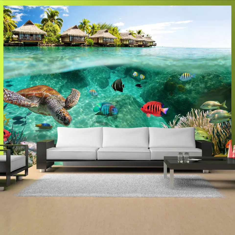Wall mural - Turtle under the surface of the water size 200x140 ...