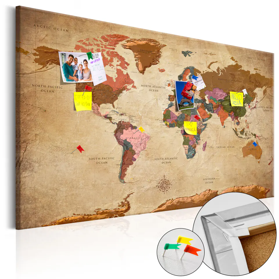 Tableau en liège - colorful world map [cork map] 90x60 cm ARTGEIST