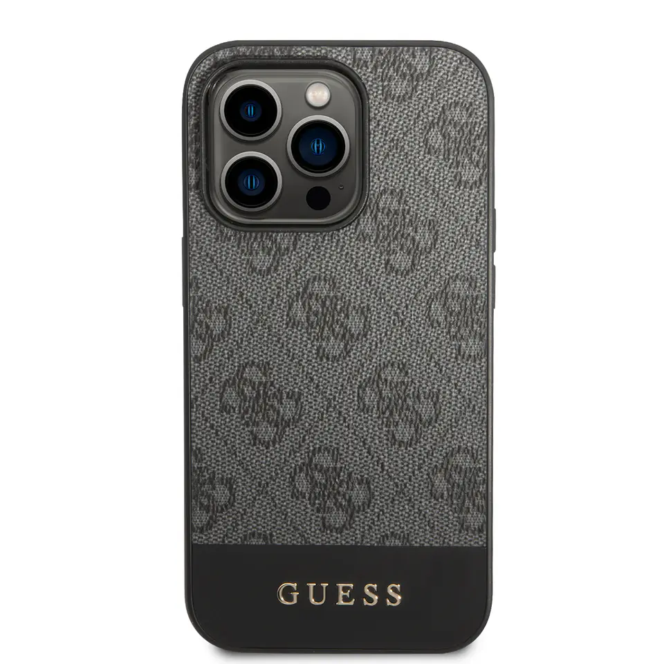 Guess GUHCP14XG4GLGR iPhone 14 Pro Max 6,7" szary/grey hard case 4G Stripe Collection