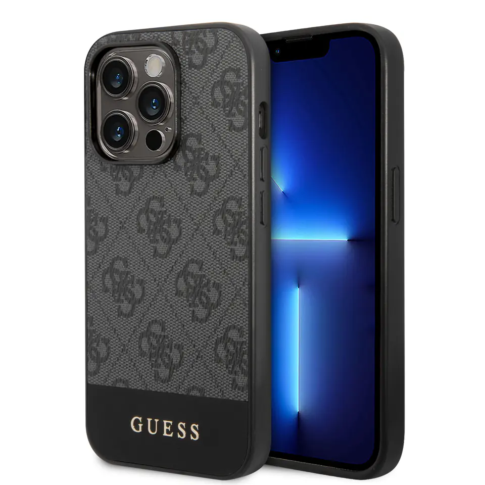 Guess GUHCP14XG4GLGR iPhone 14 Pro Max 6,7" szary/grey hard case 4G Stripe Collection