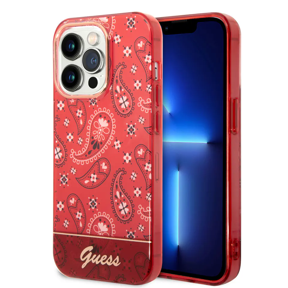 Guess GUHCP14LHGBNHR iPhone 14 Pro 6,1"  czerwony/red hardcase Bandana Paisley