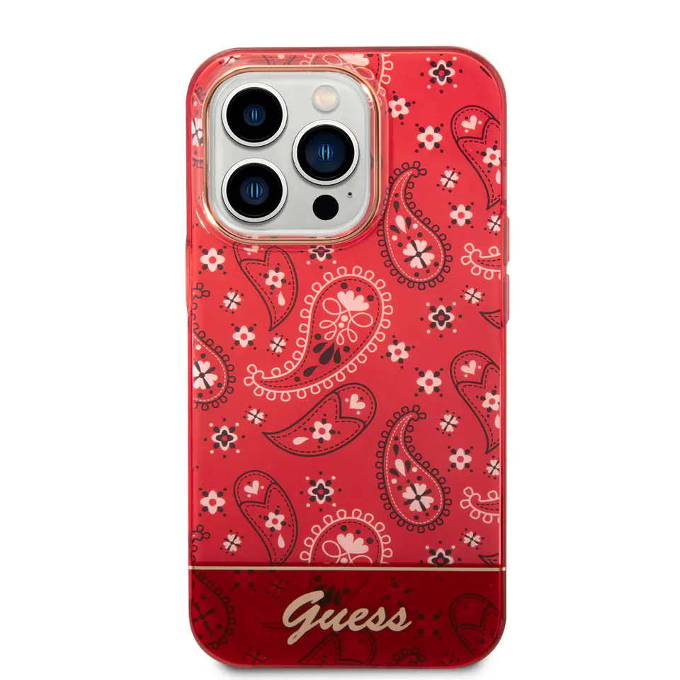 Guess GUHCP14LHGBNHR iPhone 14 Pro 6,1"  czerwony/red hardcase Bandana Paisley