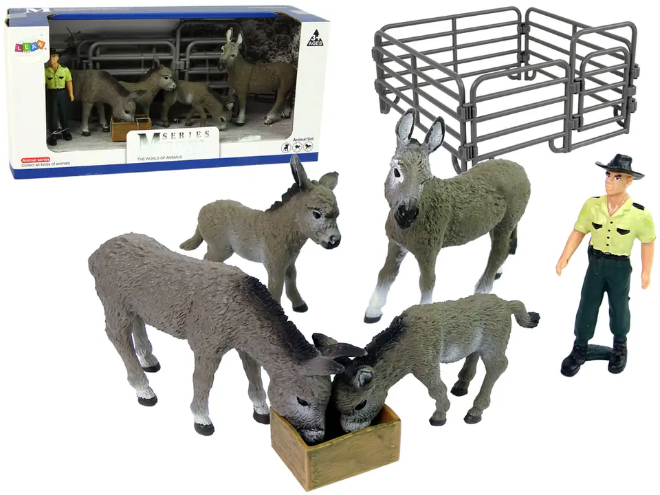 Set of Four Donkeys Figures Farmer Fence Grey | Wasserman.eu