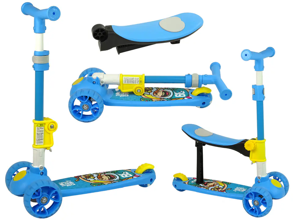 Balance Tricycle Scooter with Saddle Blue Cheerful Anti slip