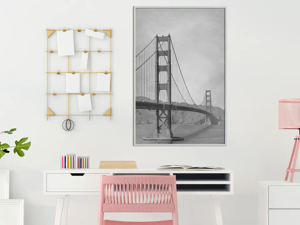 Poster - San Francisco II Bridge size 40x60, finish White frame with  passe-partout