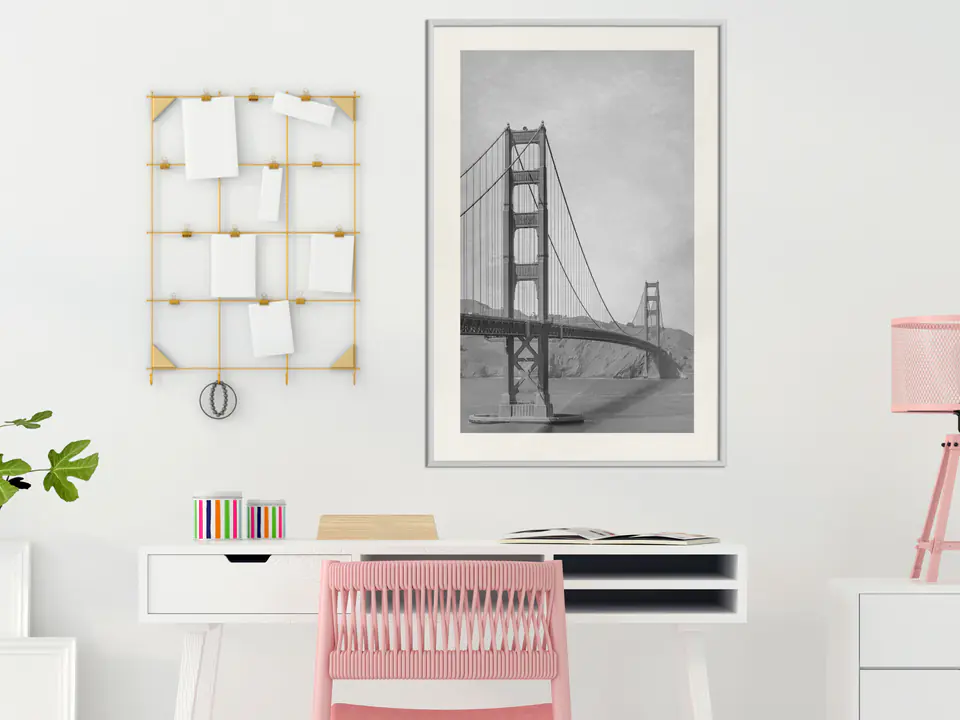 Poster - San Francisco II Bridge size 40x60, finish White frame with  passe-partout