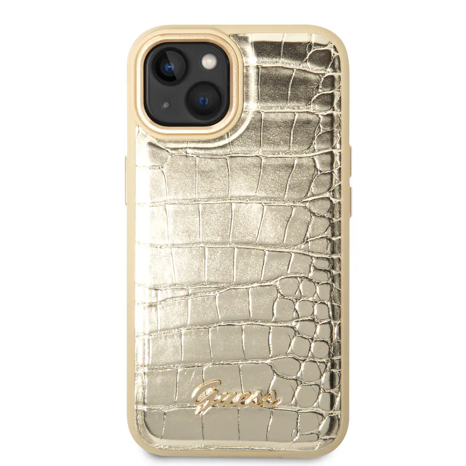 Guess GUHCP14SHGCRHD iPhone 14 / 15 / 13  6.1" złoty/gold hardcase Croco Collection