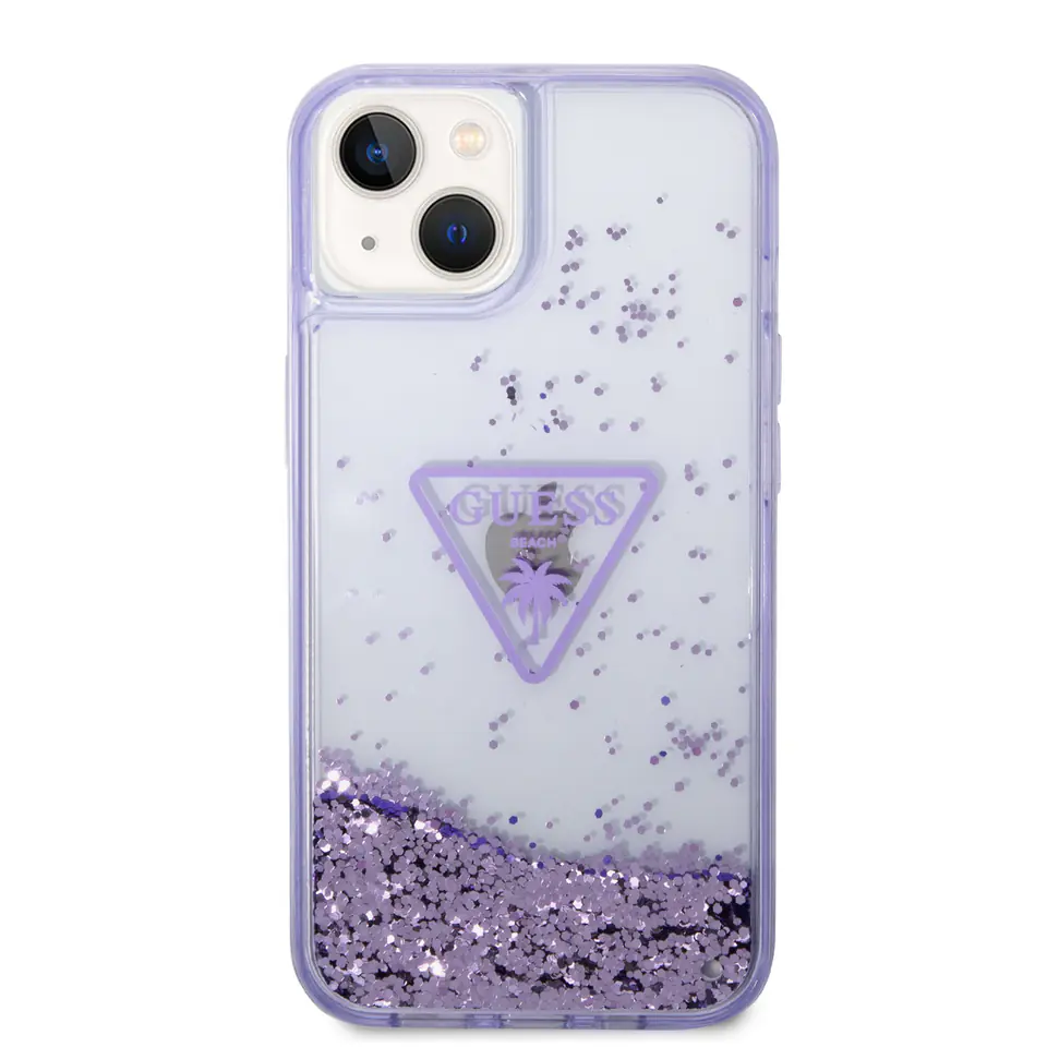 Guess GUHCP14MLFCTPU iPhone 14 Plus / 15  Plus 6.7" fioletowy/purple hardcase Liquid Glitter Palm Collection