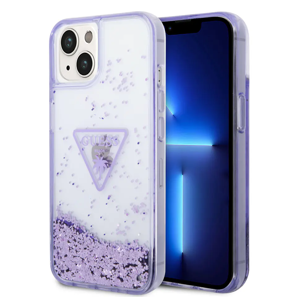 Guess GUHCP14MLFCTPU iPhone 14 Plus / 15  Plus 6.7" fioletowy/purple hardcase Liquid Glitter Palm Collection