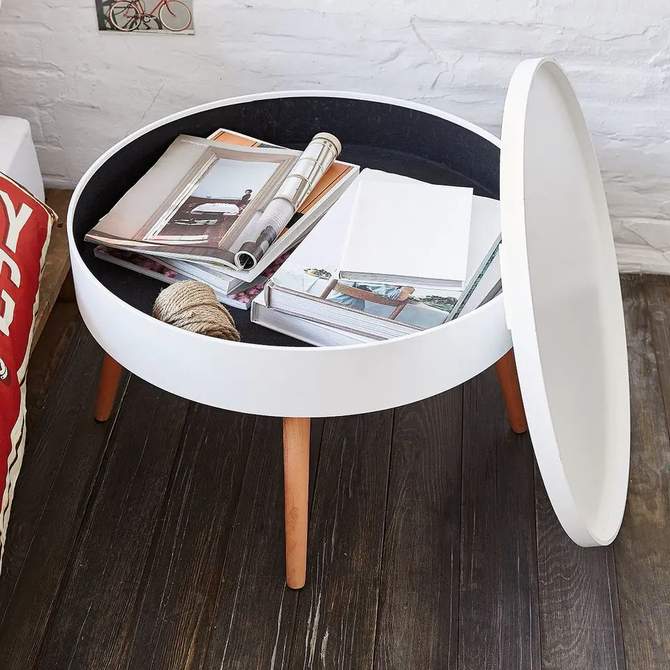 Round coffee table with storage 60cm