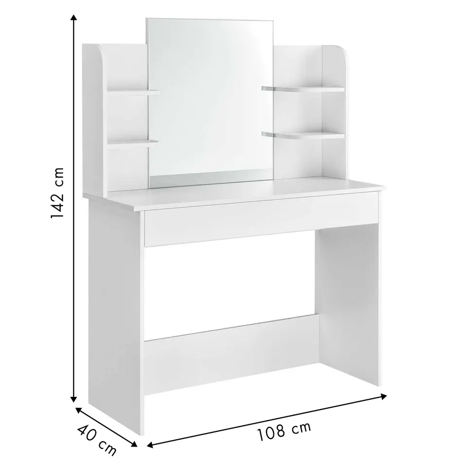 Cosmetic Dressing Table: Modern Large Mirror Shelf ModernHome
