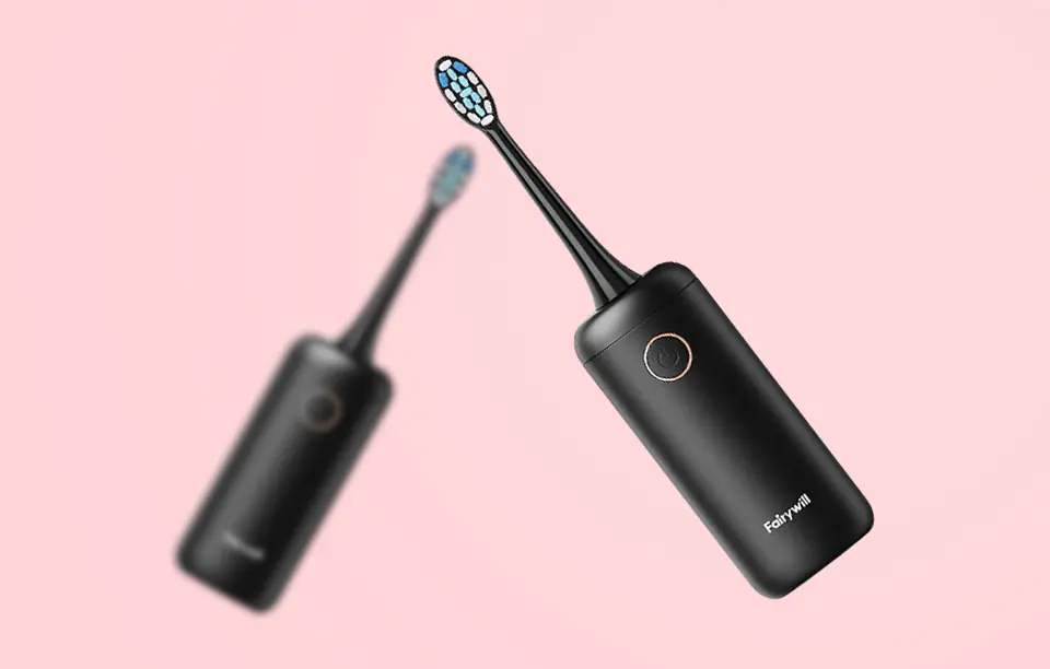 Travel Sonic Toothbrush with FairyWill FWT9 Tip Set (Black)