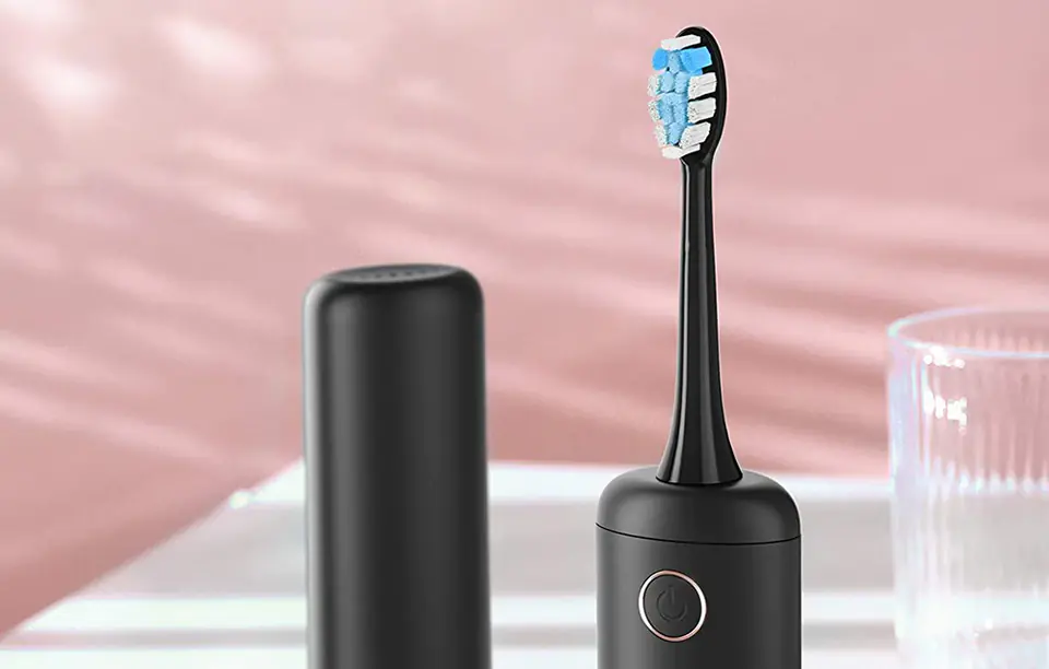 Travel Sonic Toothbrush with FairyWill FWT9 Tip Set (Black)