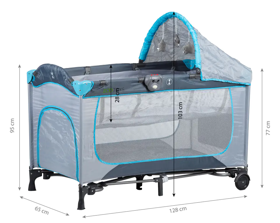 Łóżeczko turystyczne bujane z kołyską - Premium 625A ECOTOYS