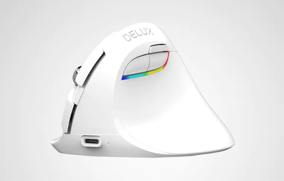 Wireless Vertical Mouse Delux M618Mini DB BT+2.4G 2400DPI (white)