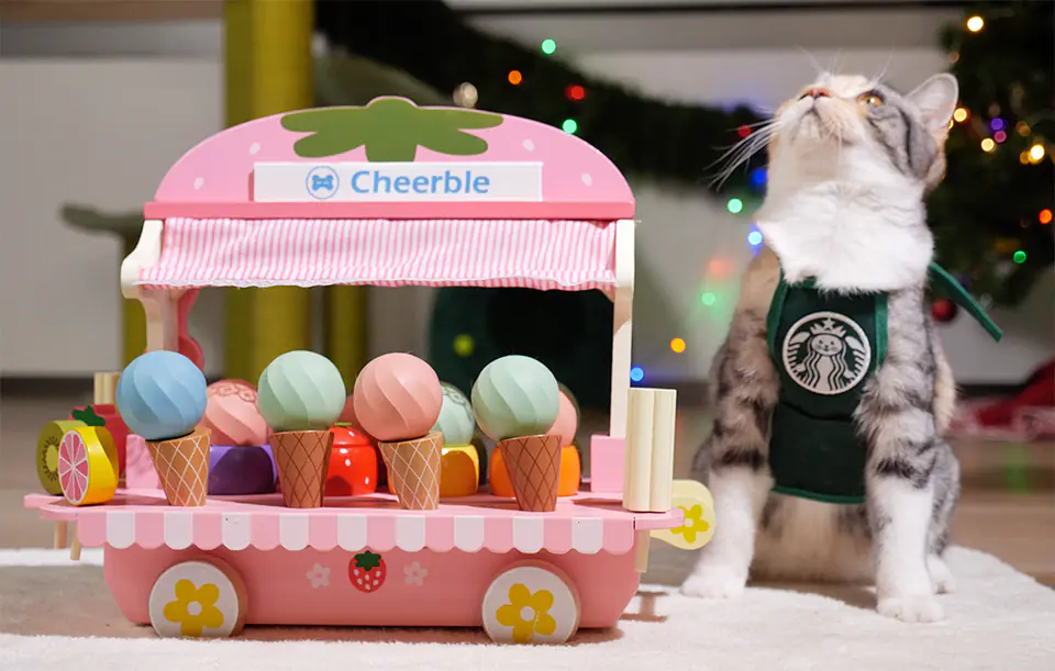 Interaktywna piłka dla kotów Cheerble Ice Cream (Zielona)
