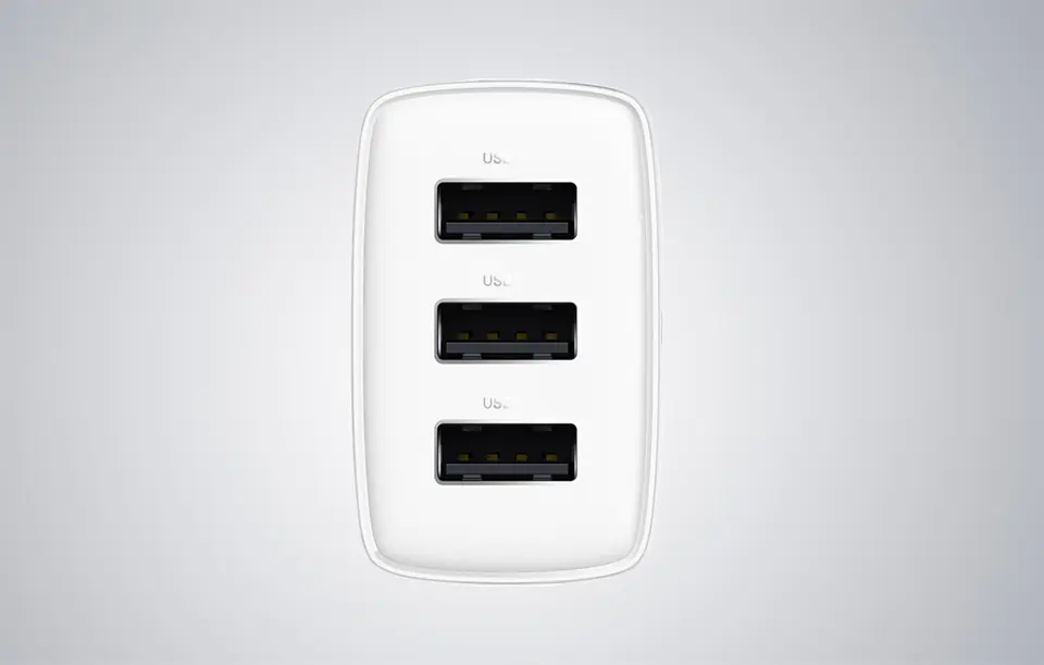 Baseus Compact Quick Charger, 3x USB, 17W (White)