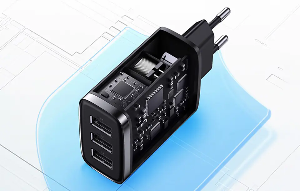 Ładowarka sieciowa Baseus Compact Quick Charger, 3x USB, 17W (czarna)