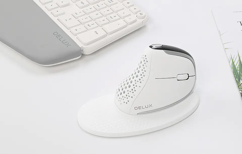 Delux M618XSD Wireless Vertical Mouse BT+2.4G RGB (White)