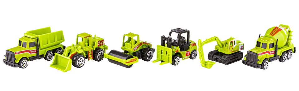 Metalowe Pojazdy Budowlane, Auta, Resoraki 6 Sztuk Zestaw