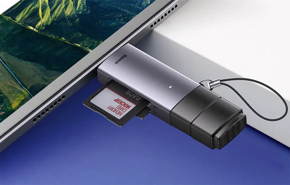 Baseus Lite Series SD/TF, USB + USB-C (Grey) Media Card Reader