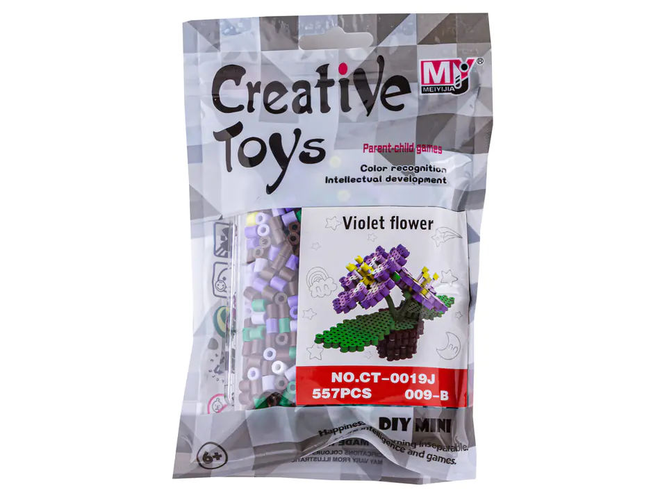 Koraliki do prasowania Wersja 3D, Szablon Kwiatek Bratki, Saszetka, Prasowanka