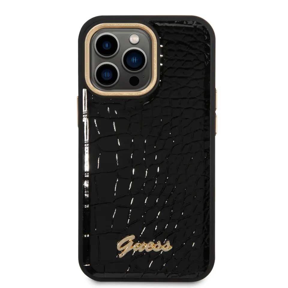 Guess GUHCP14LHGCRHK iPhone 14 Pro 6,1"  czarny/black hardcase Croco Collection