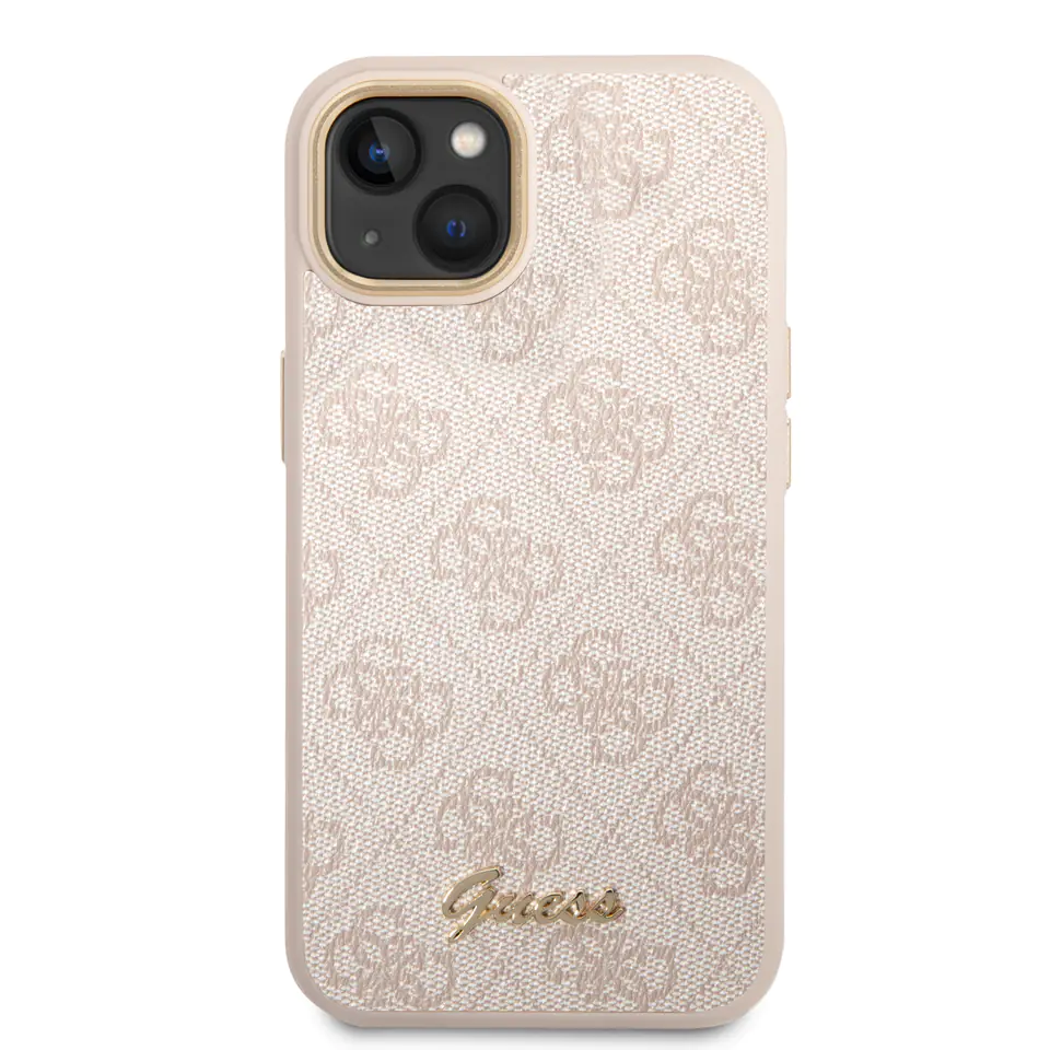 Guess GUHCP14SHG4SHP iPhone 14 / 15 / 136.1" różowy/pink hard case 4G Vintage Gold Logo