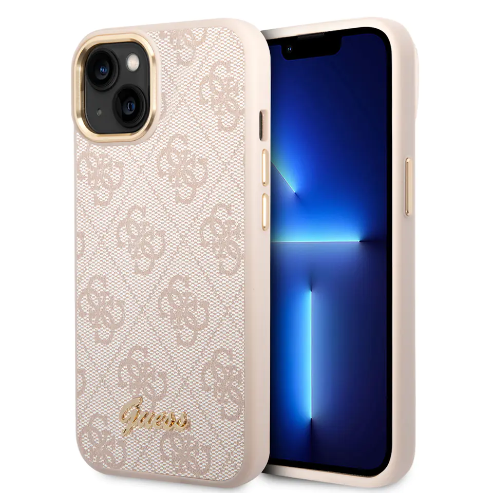 Guess GUHCP14SHG4SHP iPhone 14 / 15 / 136.1" różowy/pink hard case 4G Vintage Gold Logo