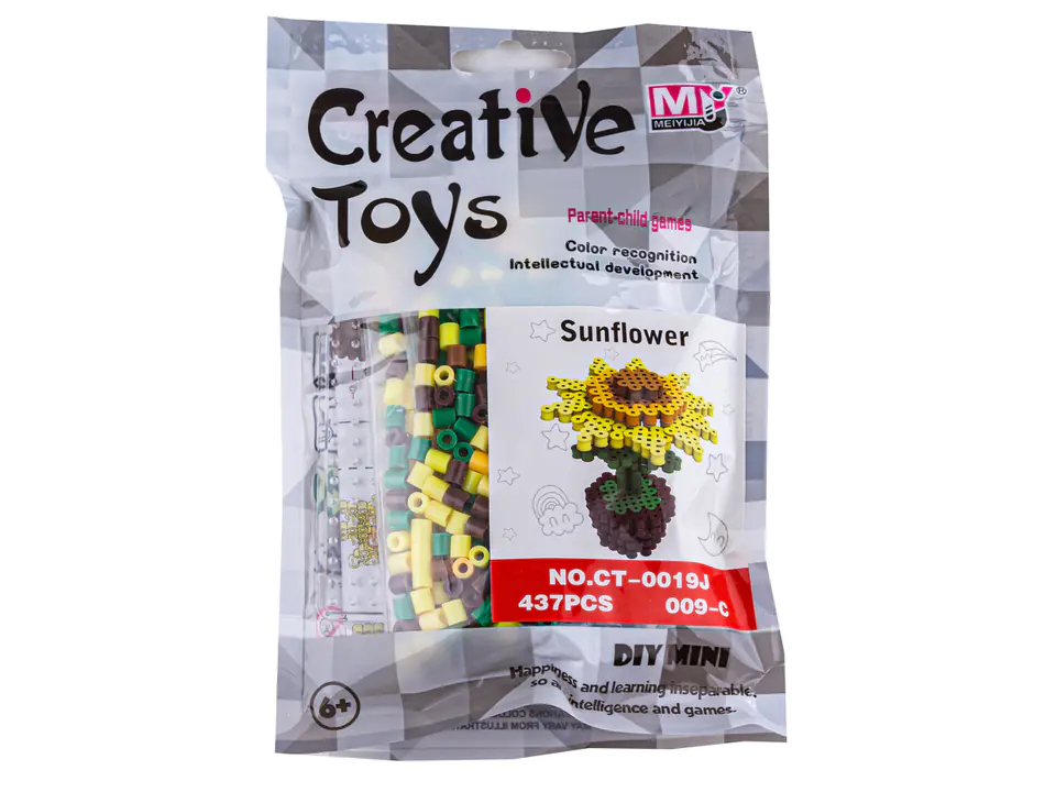 Koraliki do prasowania Wersja 3D, Szablon Kwiatek SŁONECZNIK, Saszetka, Prasowanka