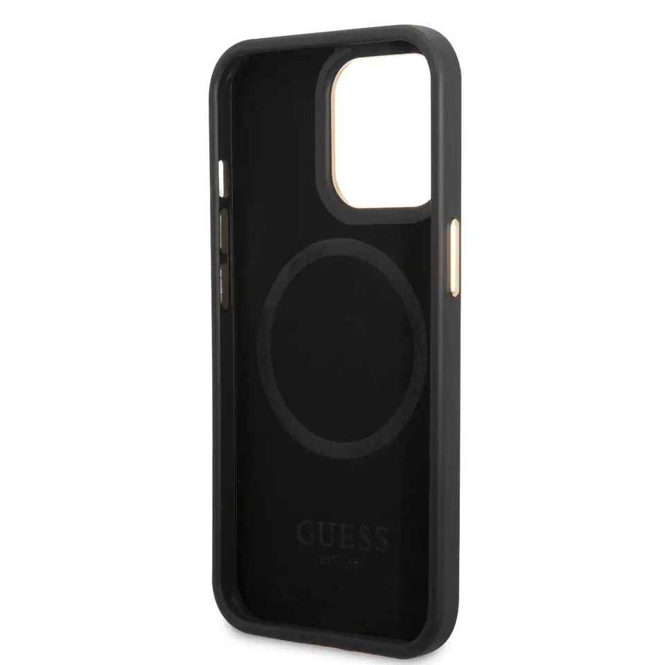Guess GUHMP14LU4GPRK iPhone 14 Pro6,1" czarny/black hard case 4G Logo Plate MagSafe