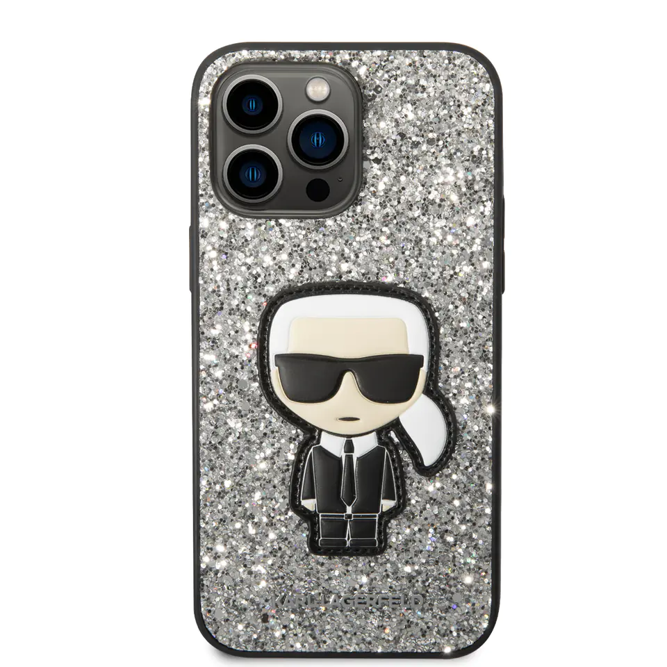 Karl Lagerfeld KLHCP14LGFKPG iPhone 14  Pro 6,1" hardcase srebrny/silver Glitter Flakes Ikonik