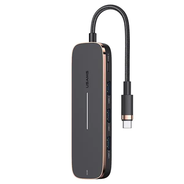 USAMS Adapter HUB 3xUSB + USB-C + HDMI black/black SJ578HUB01 (US-SJ578)